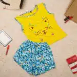 ⁦عرض بيجامة حريمي شورت وبنطلون اصفر وبينك⁩ - الصورة ⁦4⁩