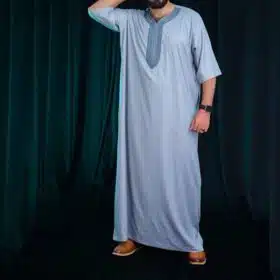 عبايه نص كم رجالي تطريز كورديون