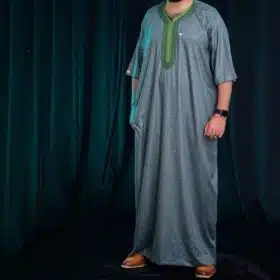عبايه نص كم رجالي تطريز كورديون