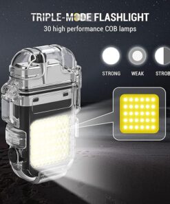 كشاف اضائة LED محمول مع ولاعة قابل لإعادة الشحن