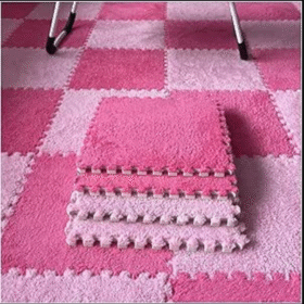 9 قطعة موكيت متشابكة 30*30  (5 نبيتي و 4 بينك)