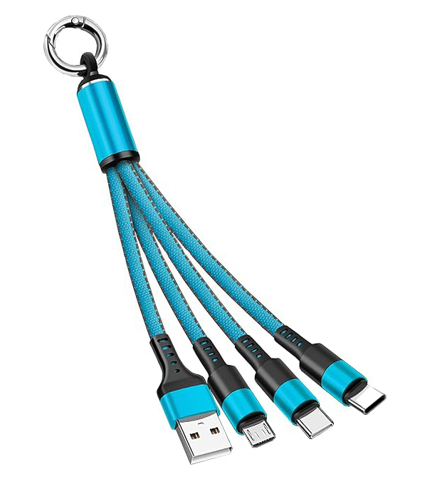 • "	كيبل USB متعدد 4 في 1 شاحن سريع نايلون مع نوع A/USB C الى 120 واط"