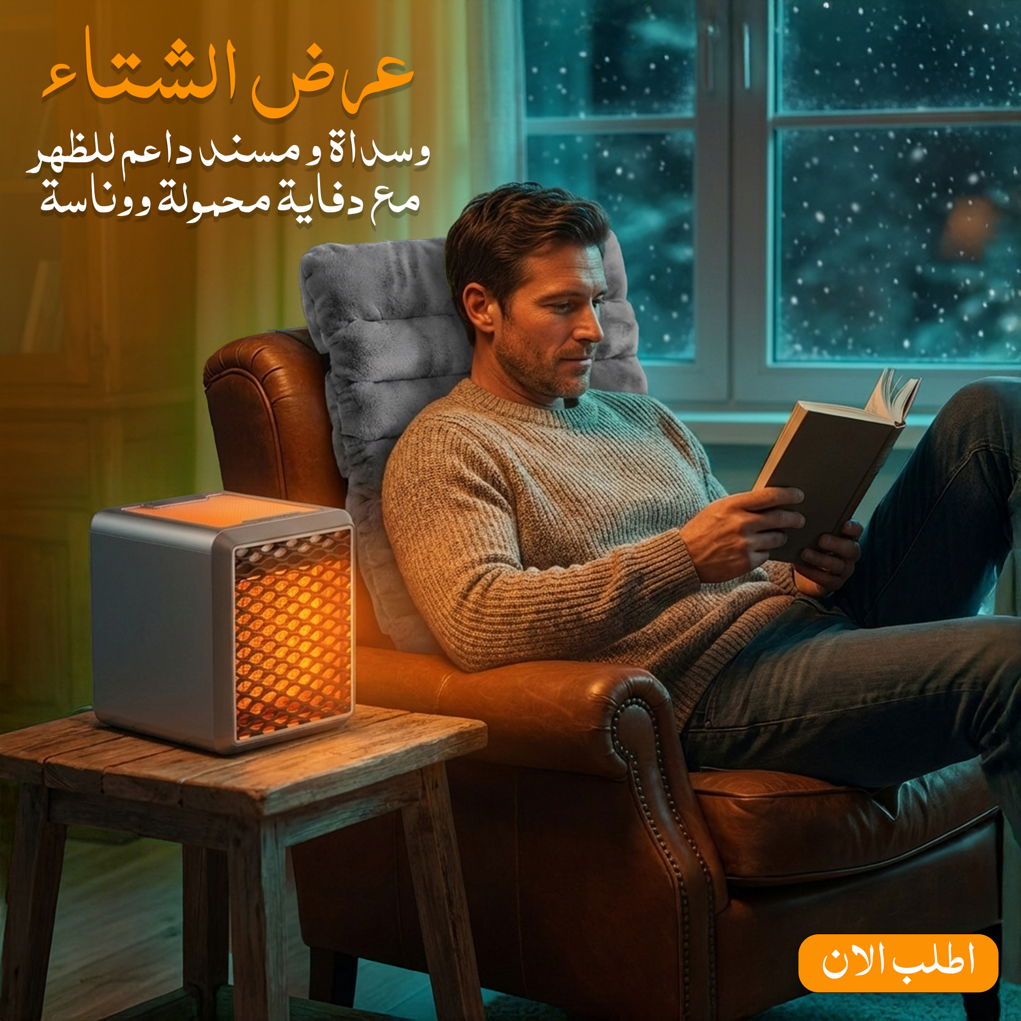 0b4bb76a-260f-49e7-b71e-9d699665ff2e.jpg عرض دفاية محمولة ووناسة 1500 وات مع وسداة و مسند داعم للظهر للسيارة و المكتب - الصورة 1