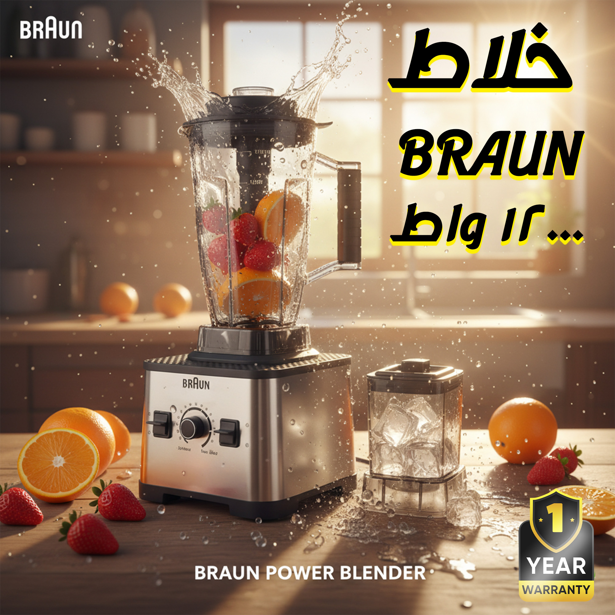77535515-f7cc-4330-ae21-78748ebe2e9d.jpg خلاط مطحنه 12000 وات BRAUN مع ضمان - الصورة 1
